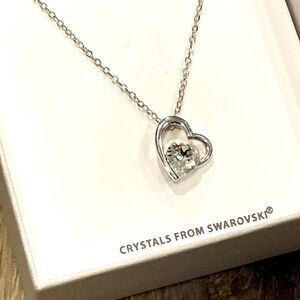 NEW! CRYSTALE by L& J Swarovski Silver Heart Necklace